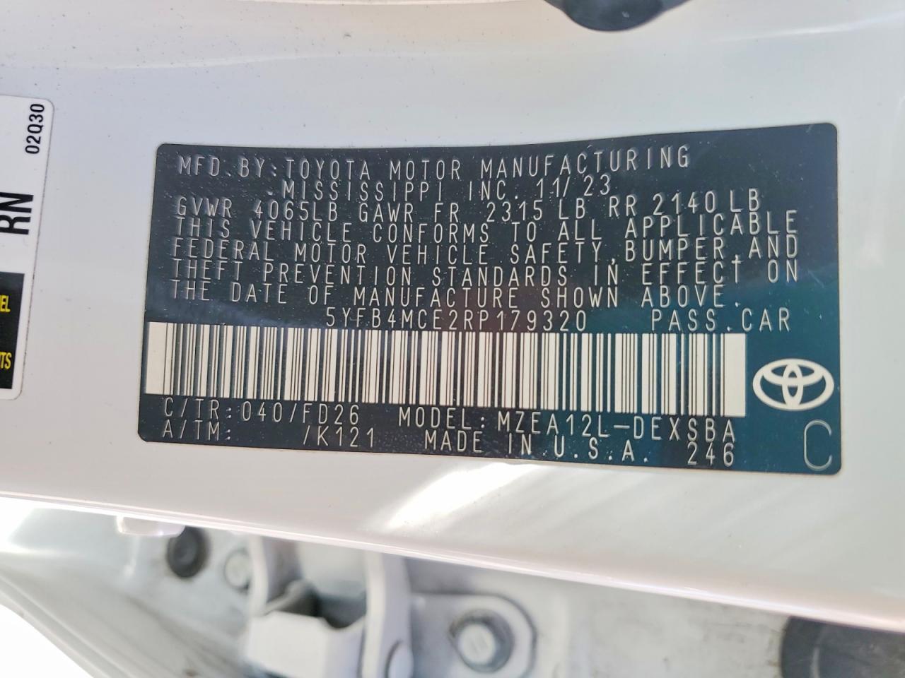 2024 TOYOTA COROLLA