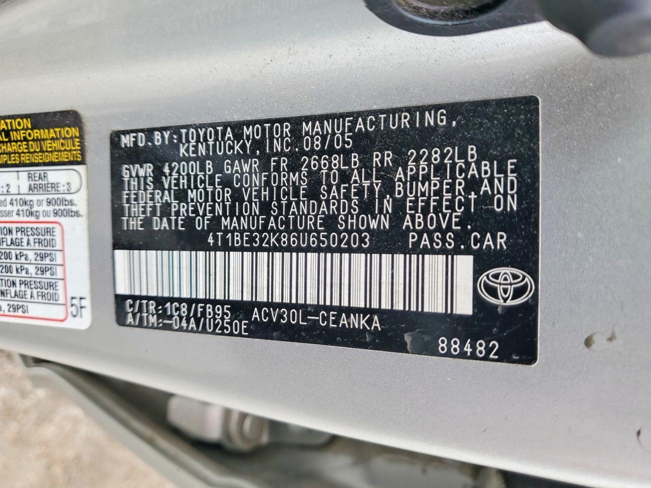 2006 TOYOTA CAMRY