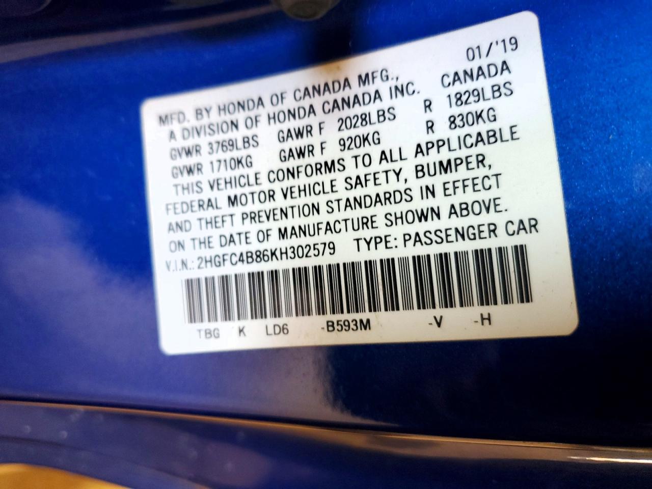 2019 HONDA CIVIC