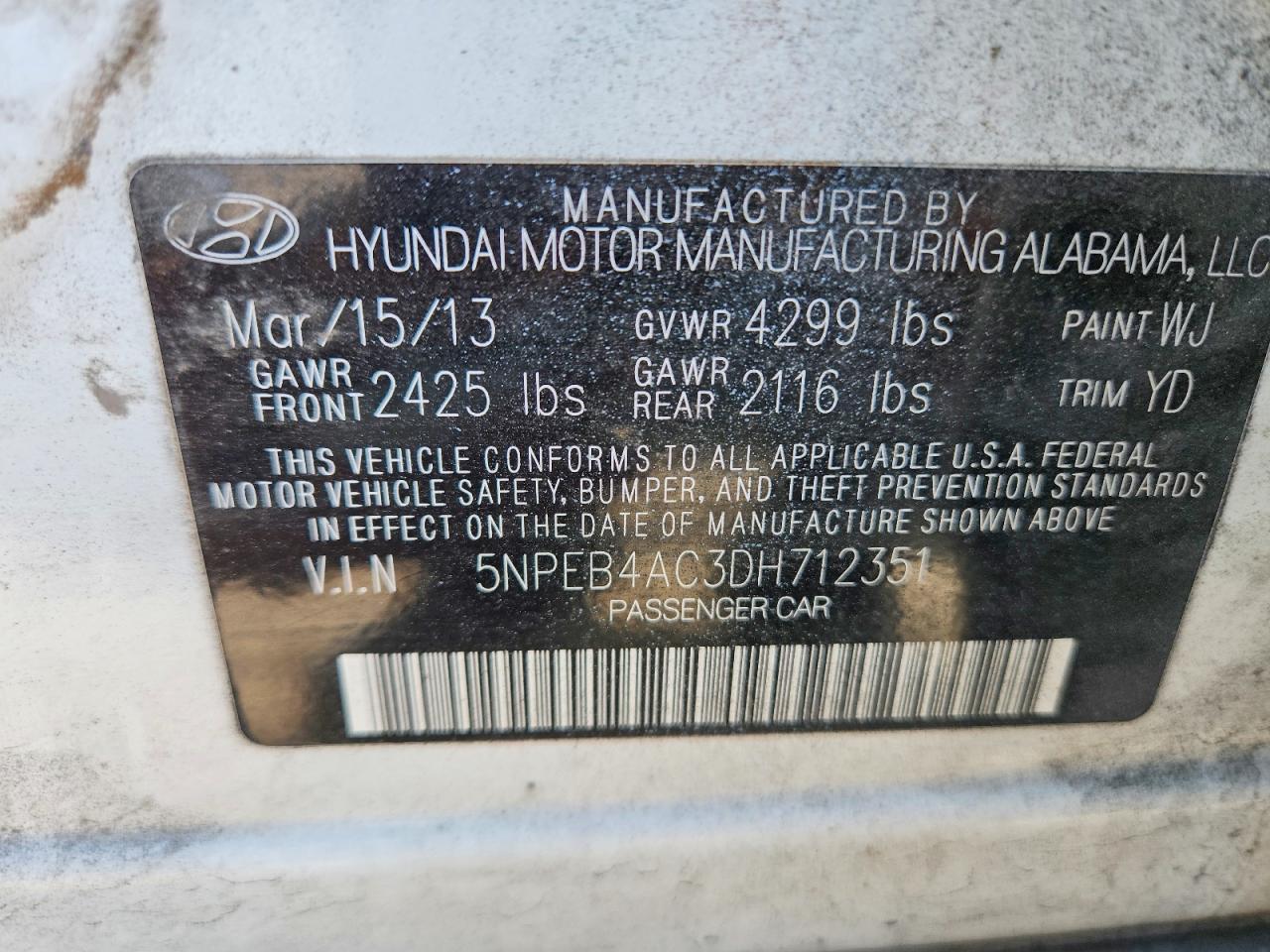 2013 HYUNDAI SONATA