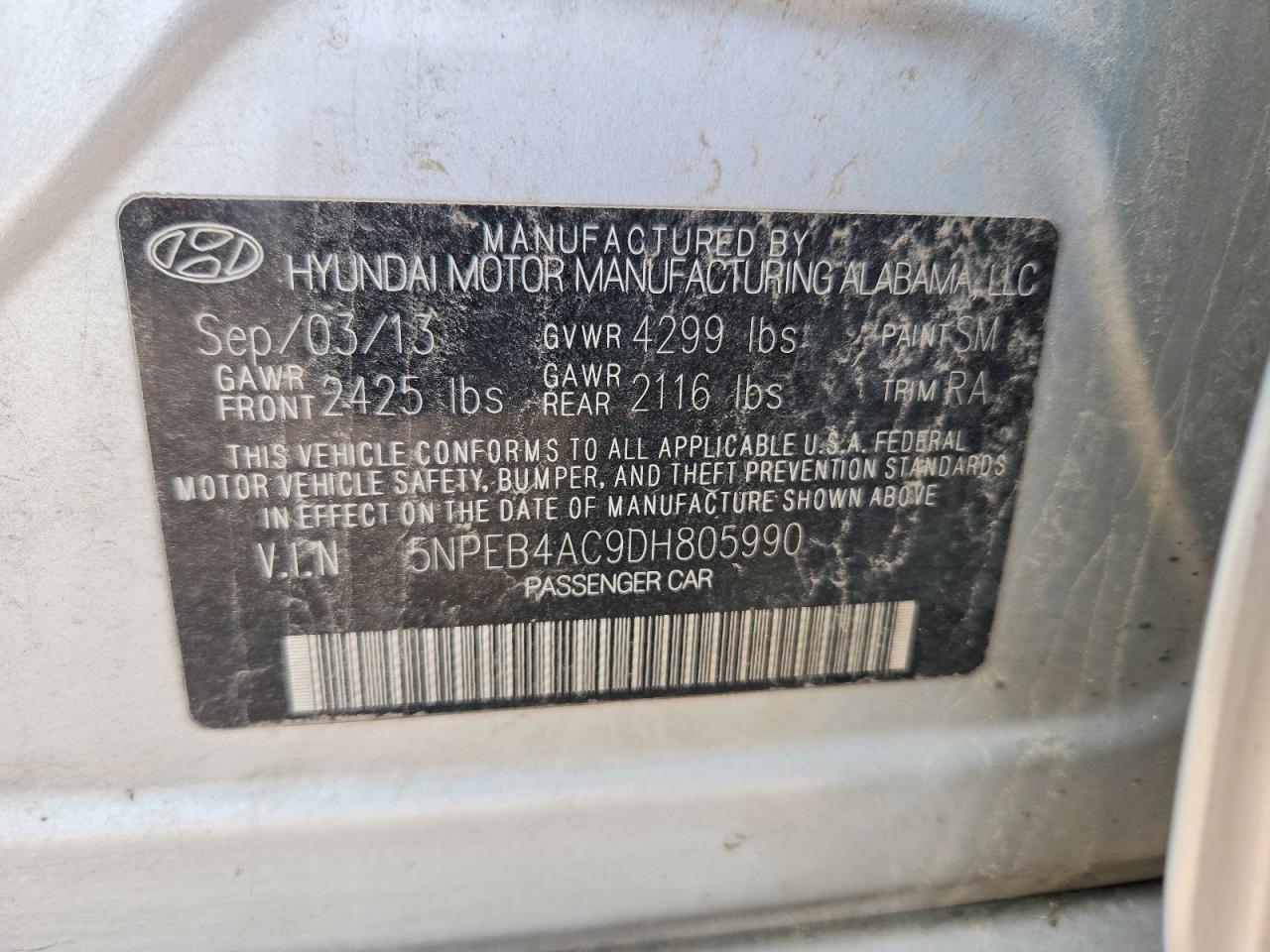 2013 HYUNDAI SONATA