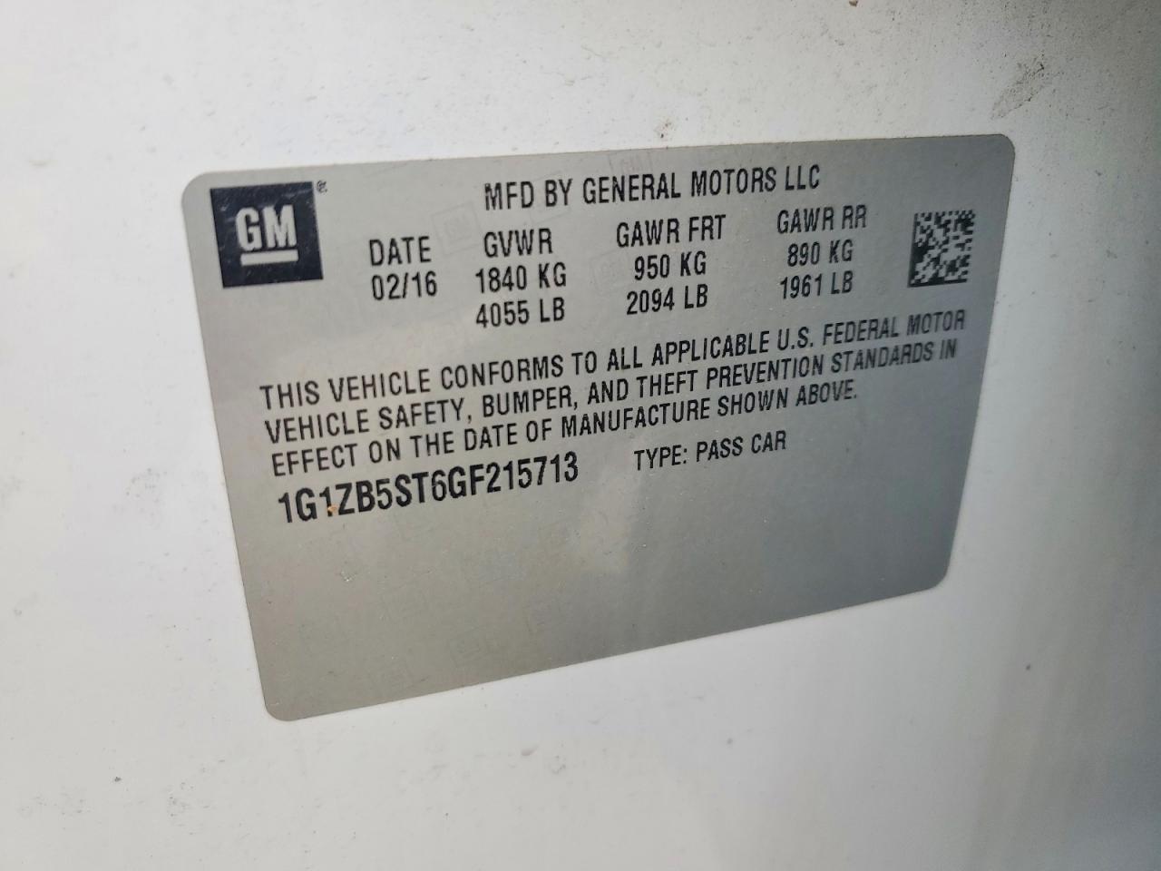 2016 CHEVROLET MALIBU