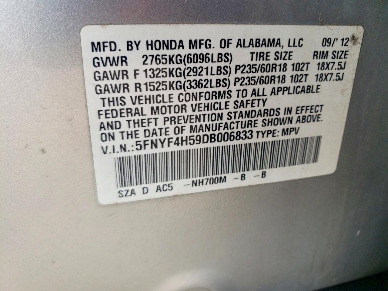 2013 HONDA PILOT