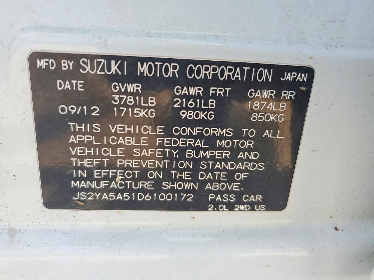 2013 SUZUKI SX4