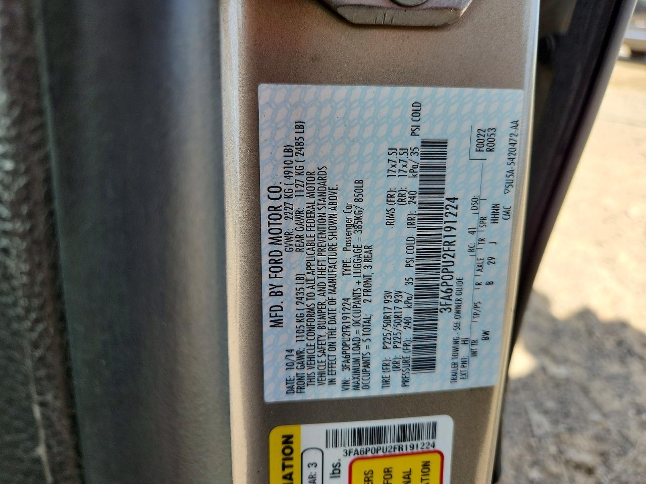 2015 FORD FUSION