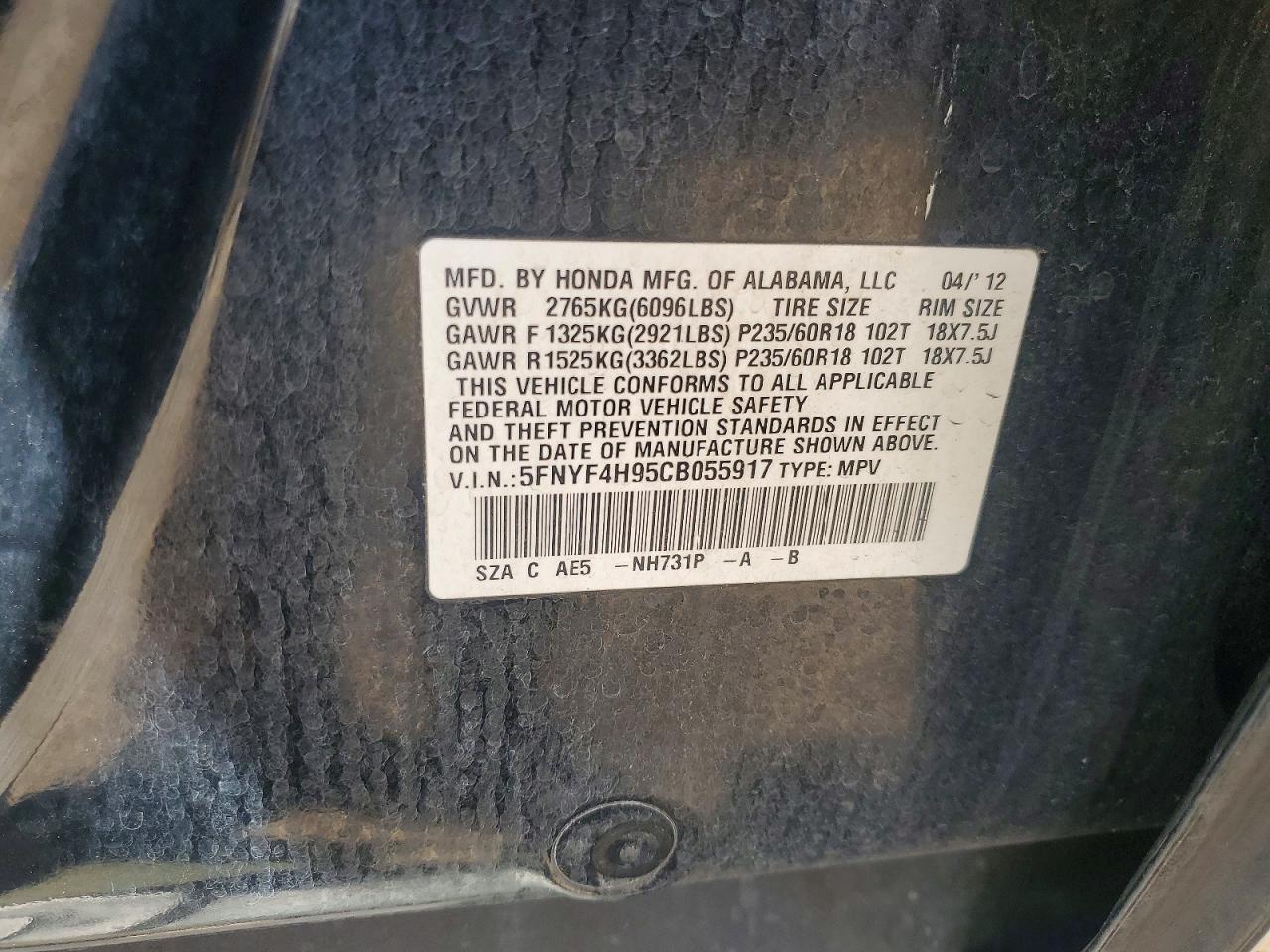 2012 HONDA PILOT