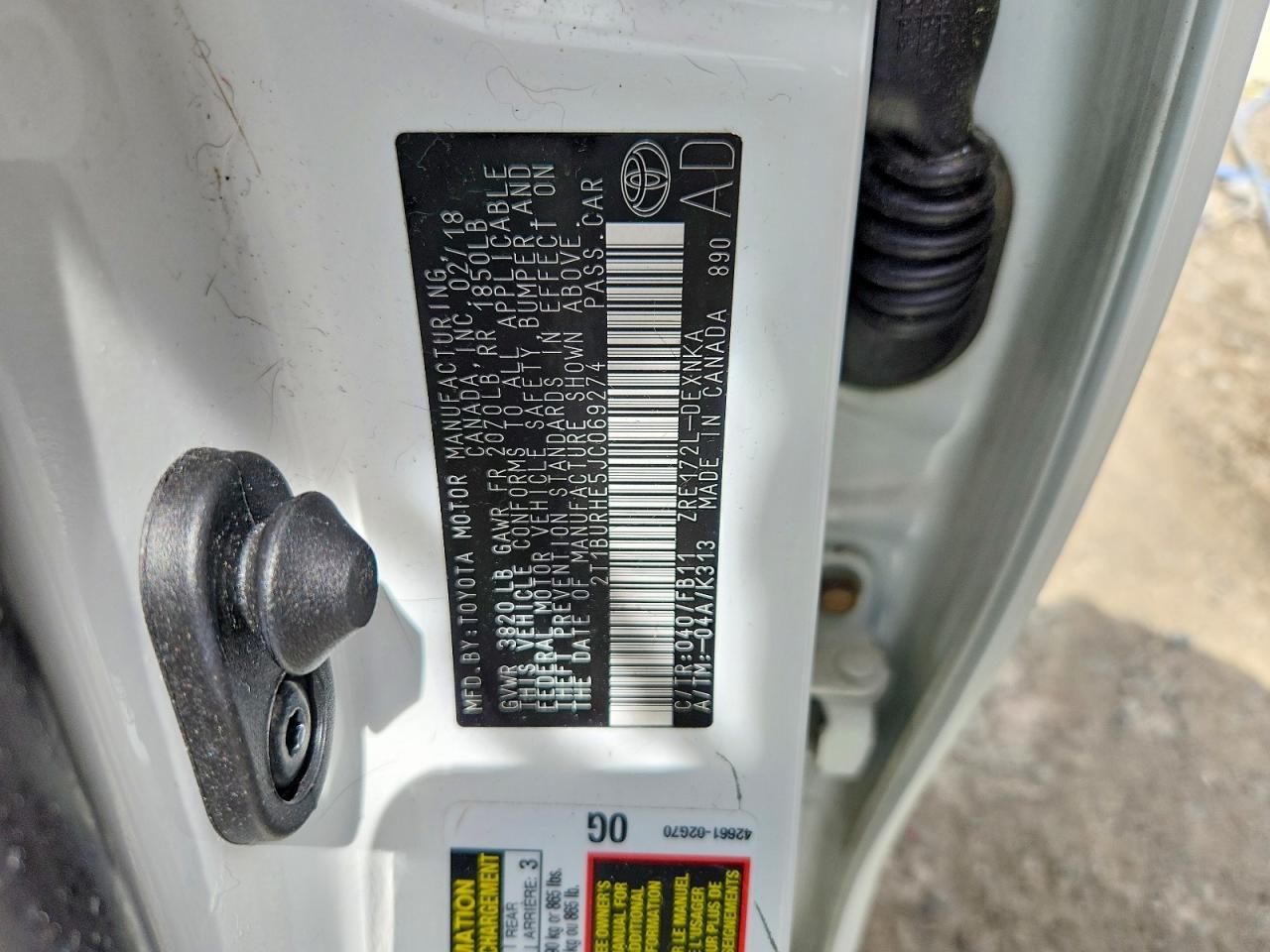 2018 TOYOTA COROLLA