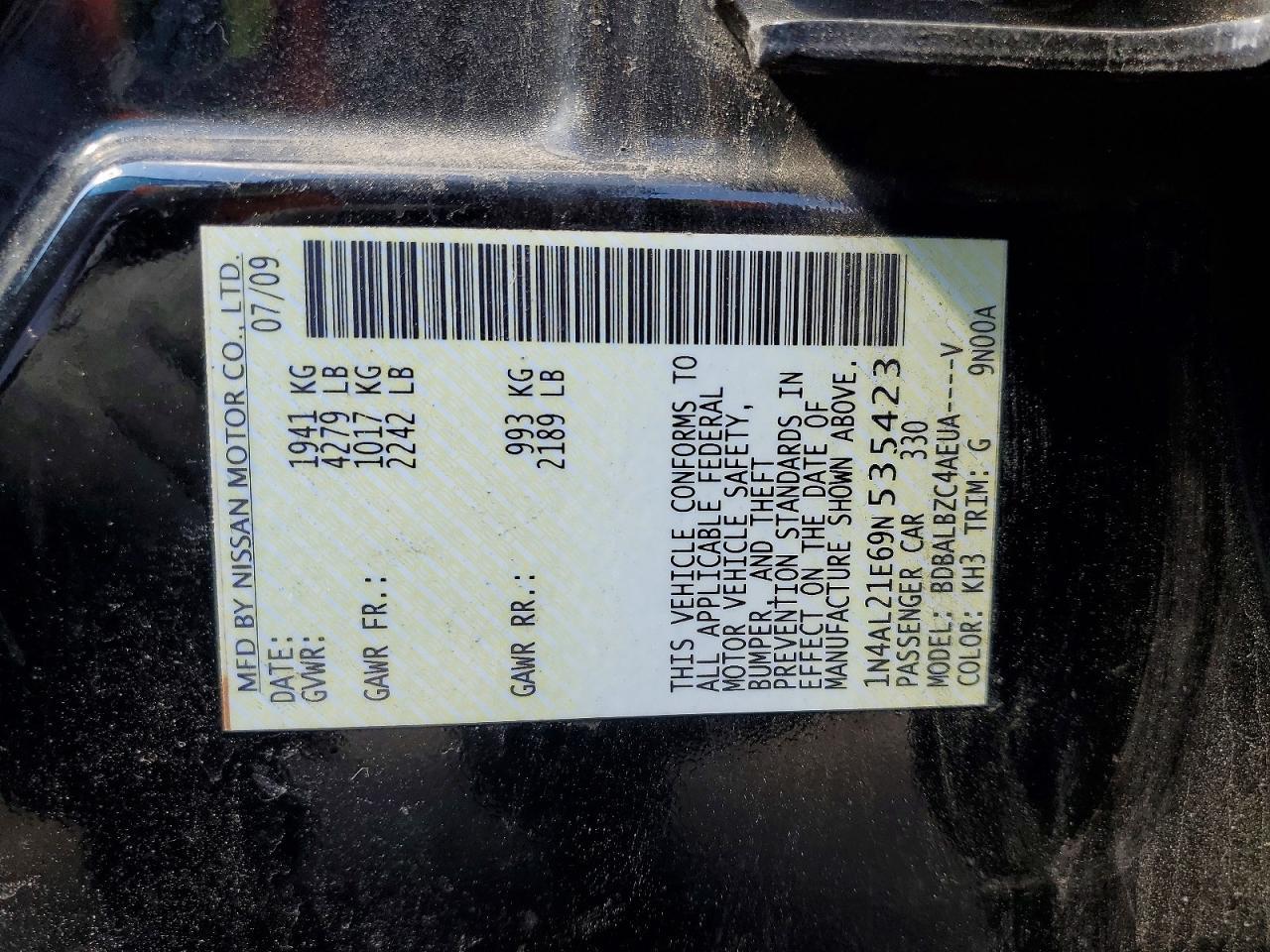 2009 NISSAN ALTIMA
