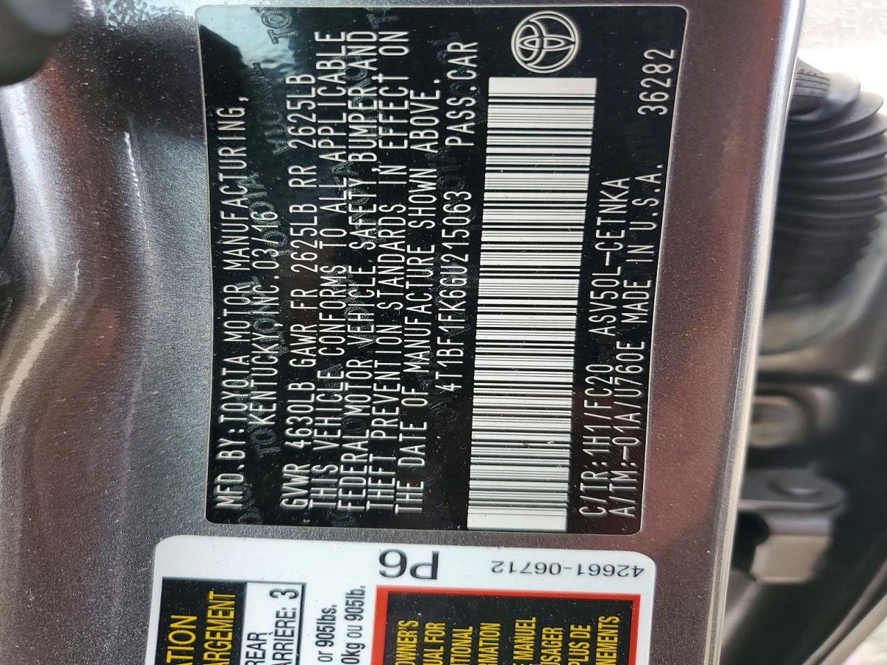 2016 TOYOTA CAMRY