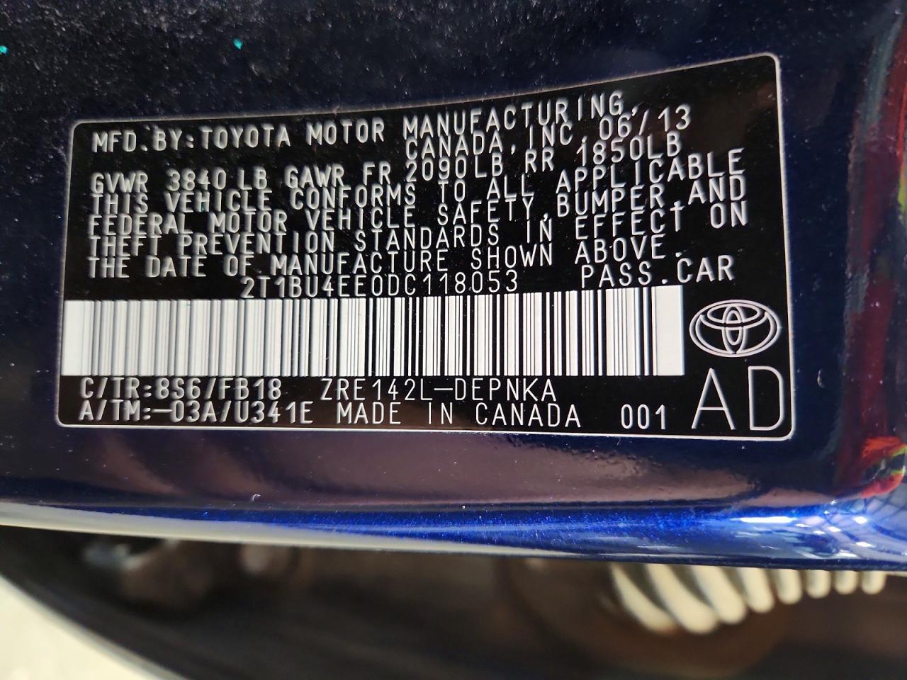 2013 TOYOTA COROLLA
