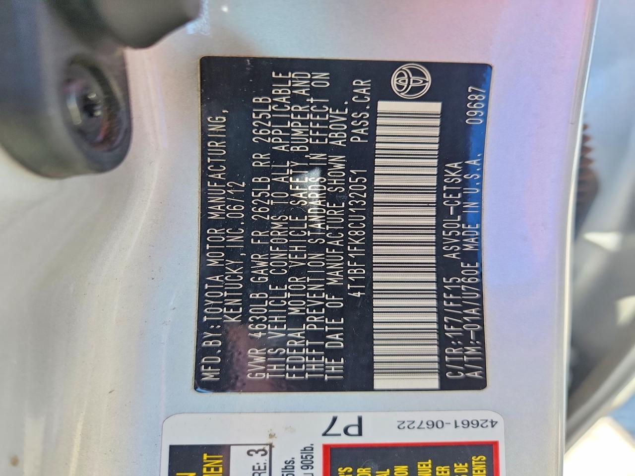 2012 TOYOTA CAMRY