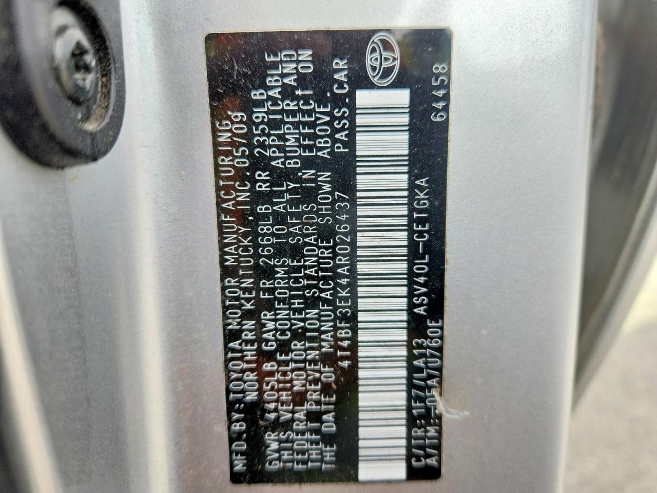 2010 TOYOTA CAMRY