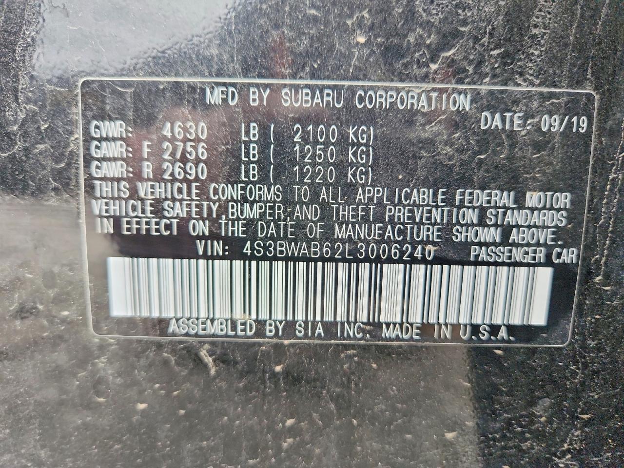 2020 SUBARU Legacy