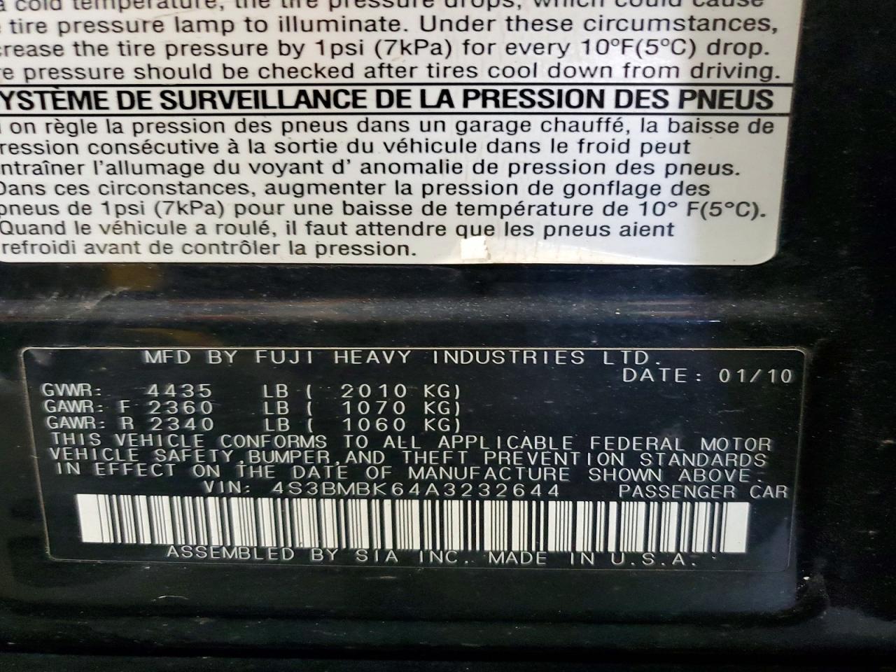 2010 SUBARU Legacy