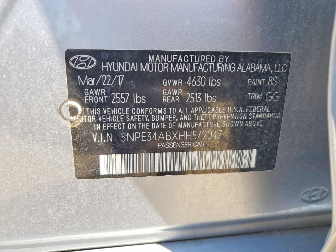2017 HYUNDAI SONATA