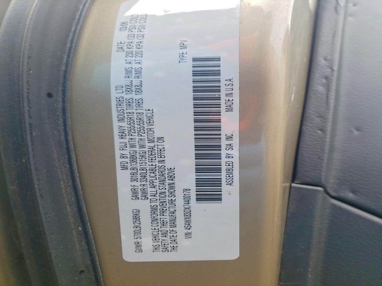 2007 SUBARU B9 Tribeca