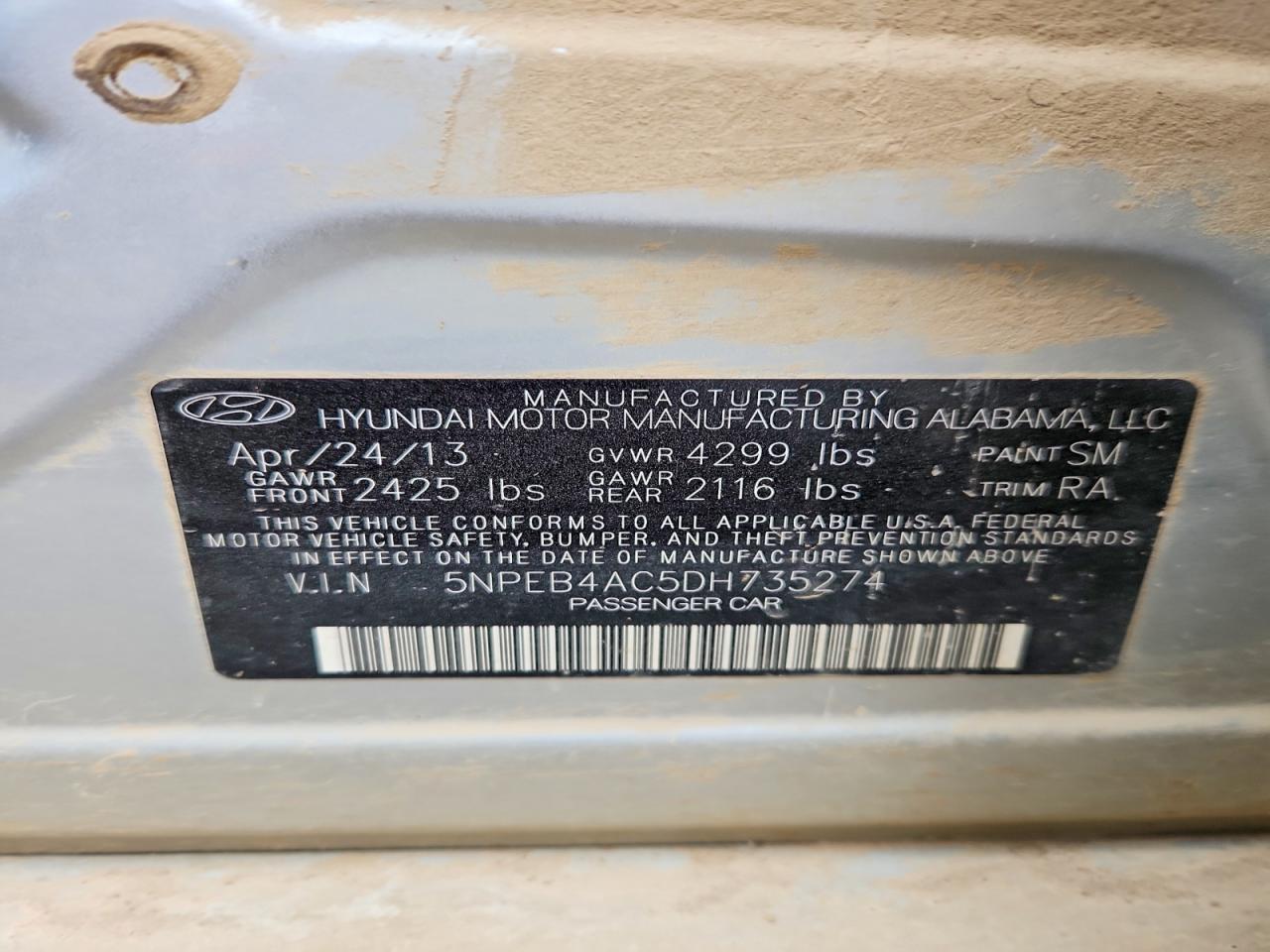 2013 HYUNDAI SONATA