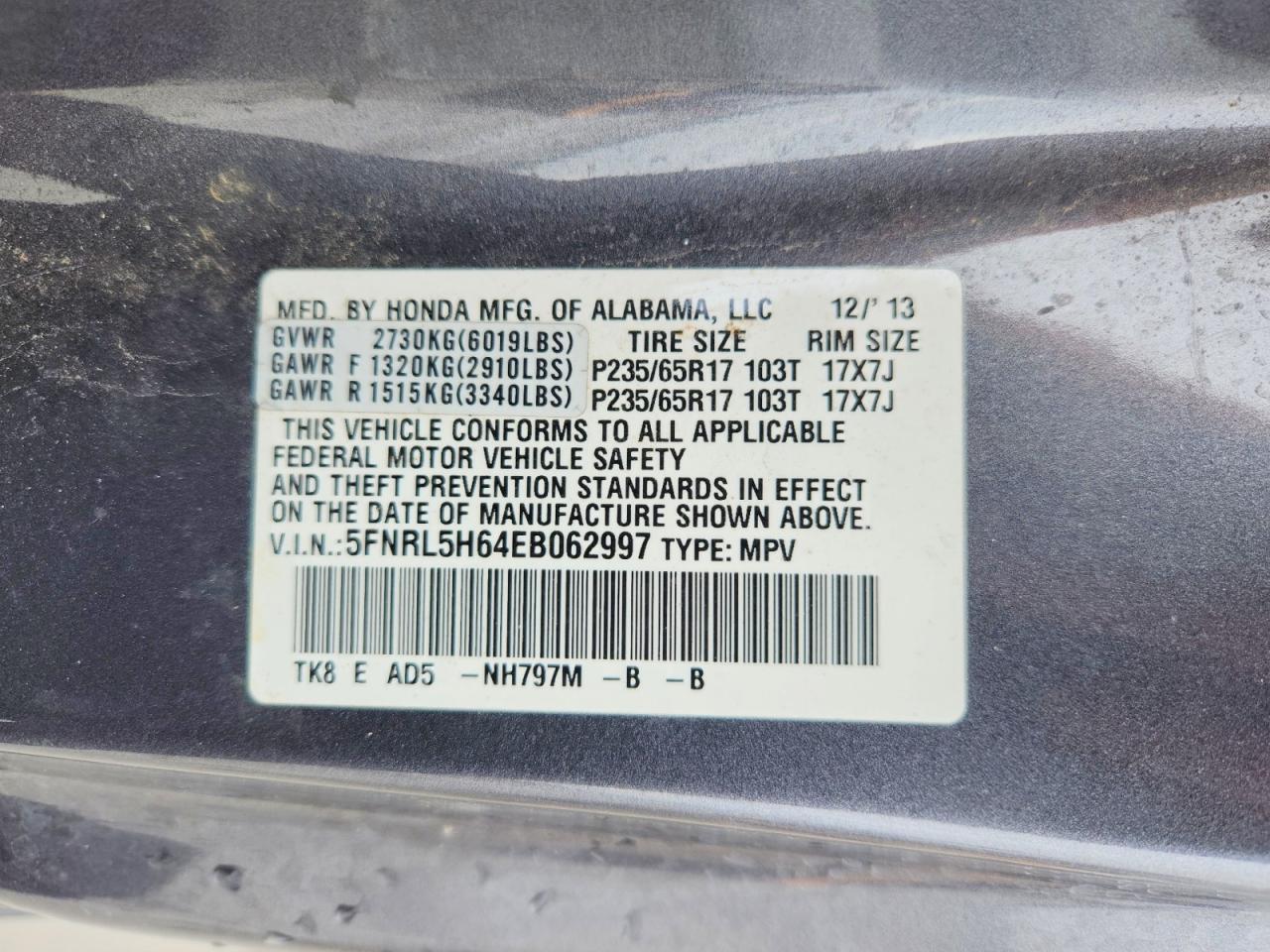 2014 HONDA ODYSSEY
