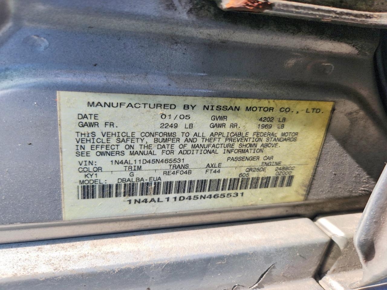 2005 NISSAN ALTIMA