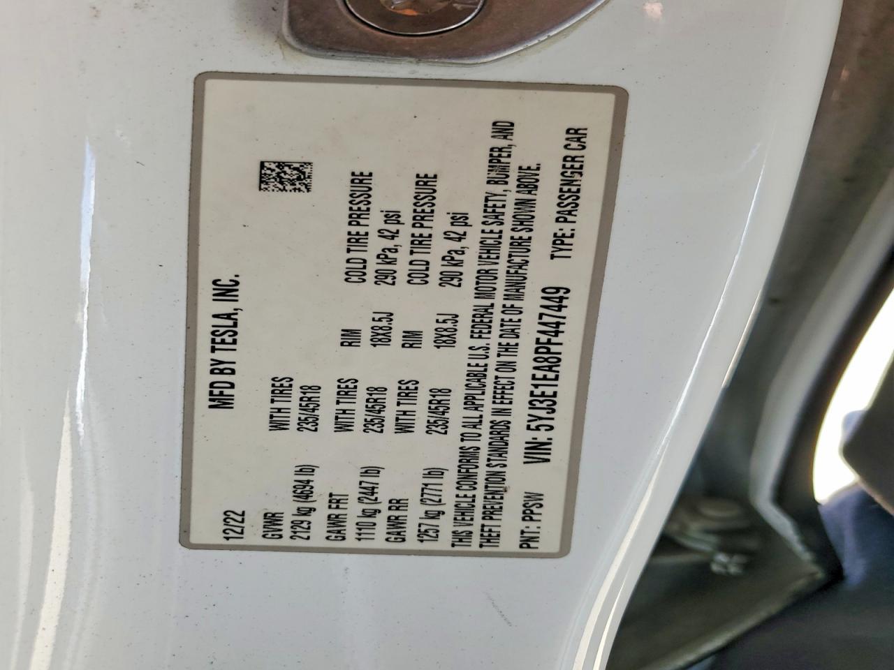 2023 TESLA MODEL 3