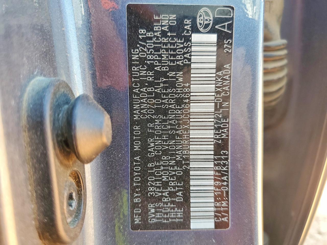 2018 TOYOTA COROLLA