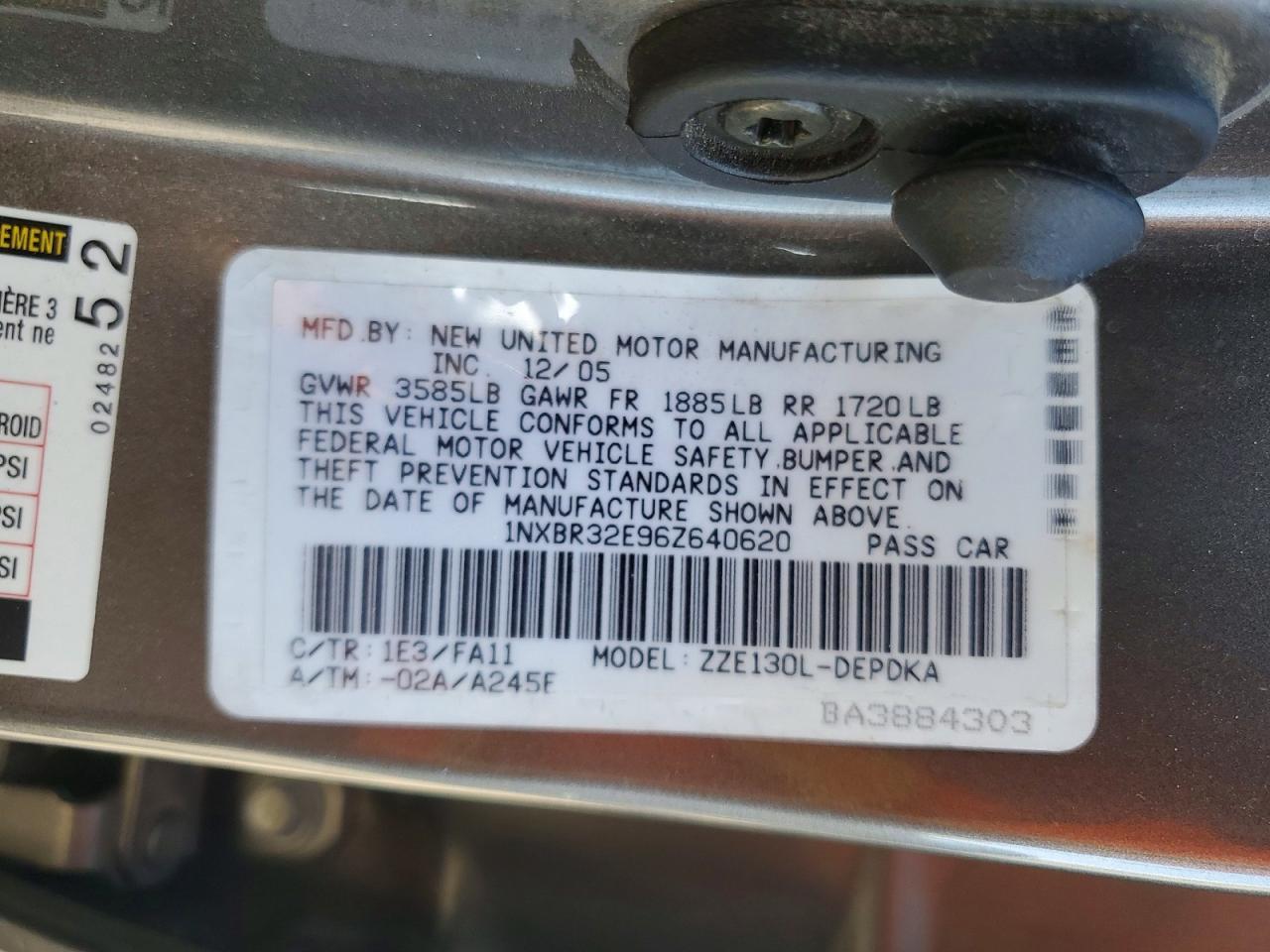 2006 TOYOTA COROLLA