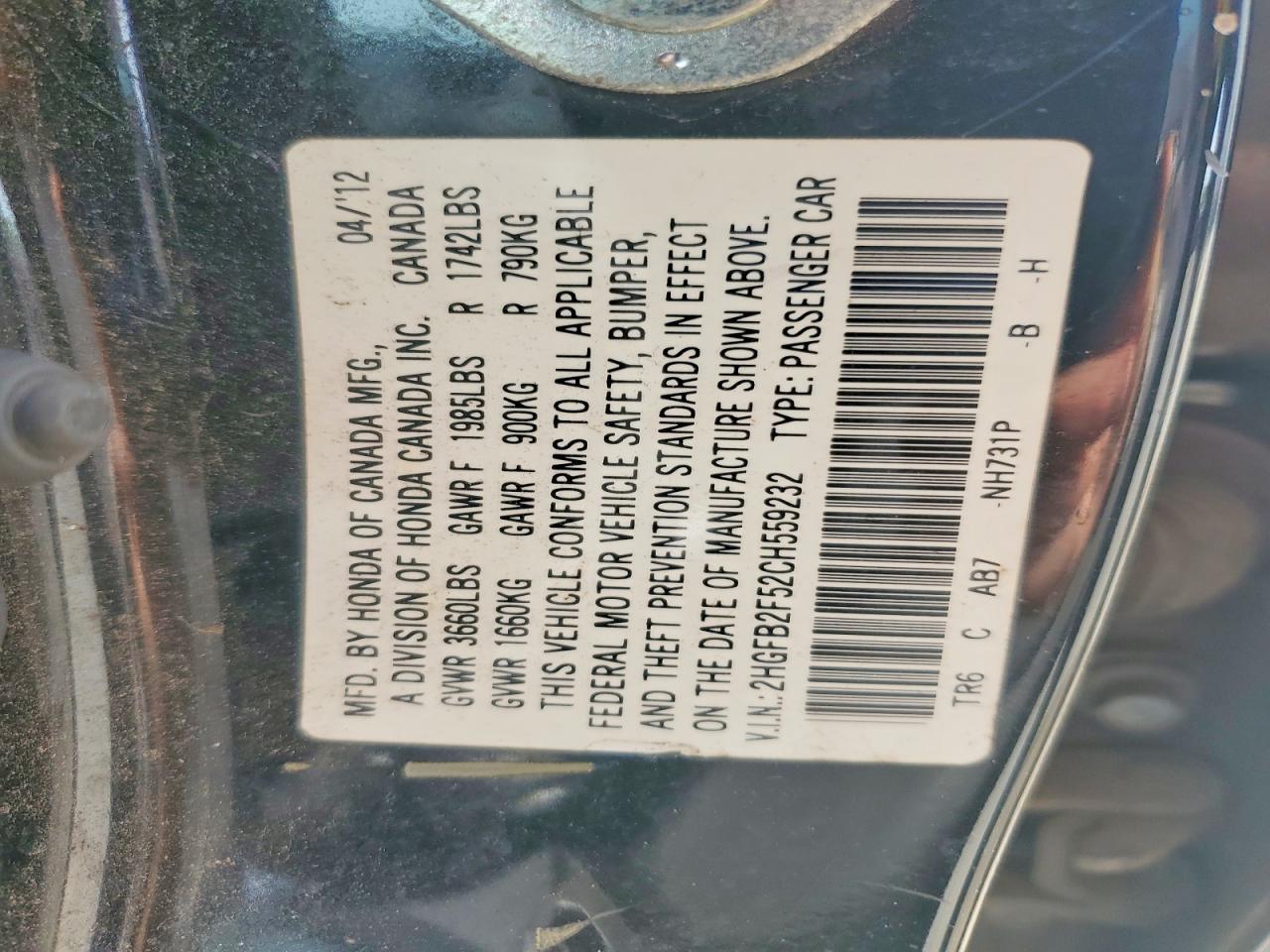 2012 HONDA CIVIC