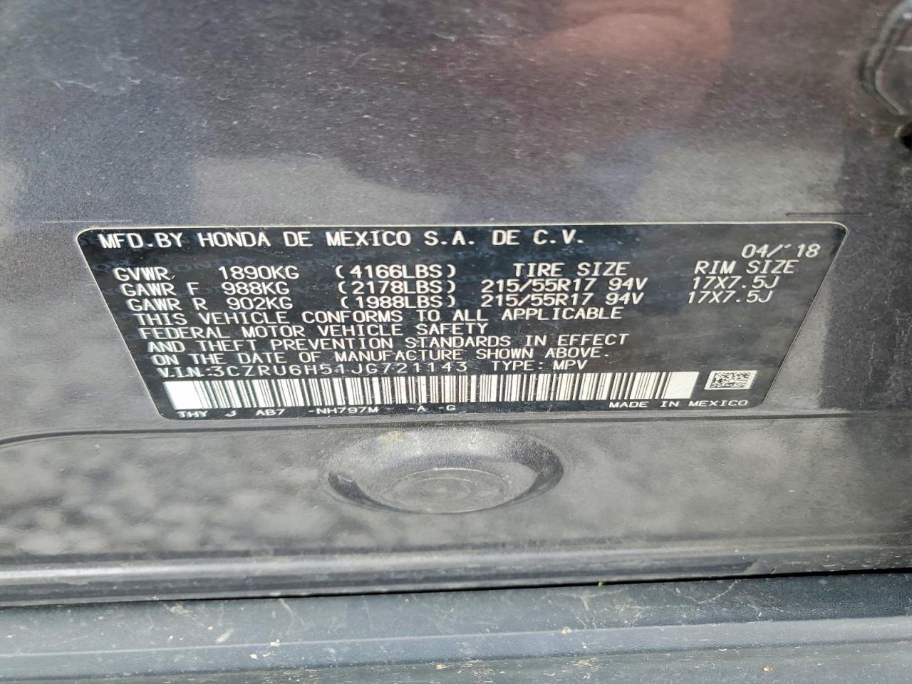 2018 HONDA HR-V