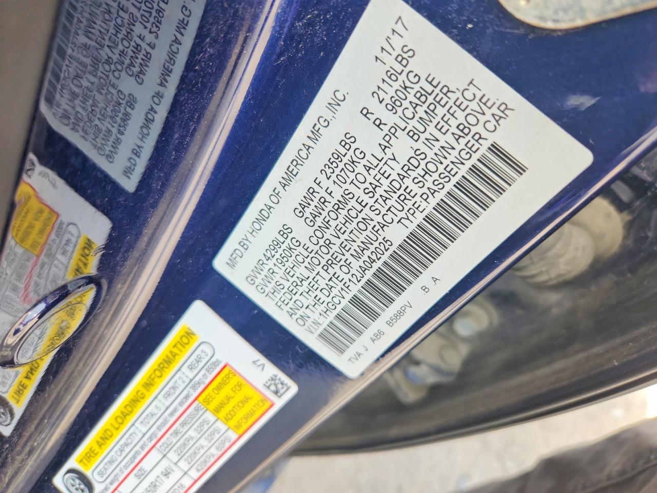 2018 HONDA ACCORD