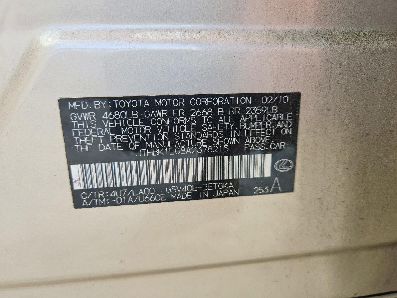 2010 LEXUS ES 350