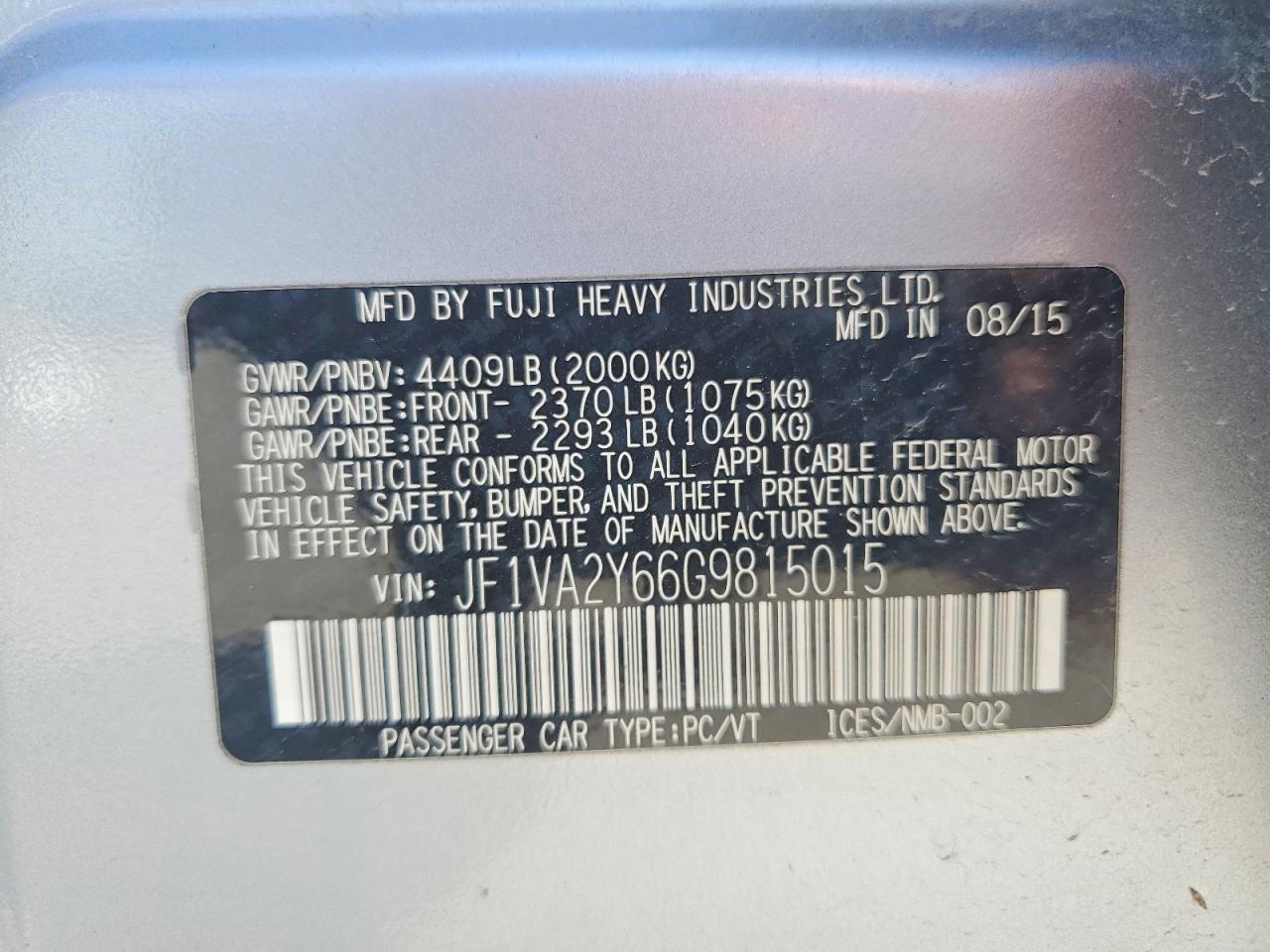 2016 SUBARU WRX