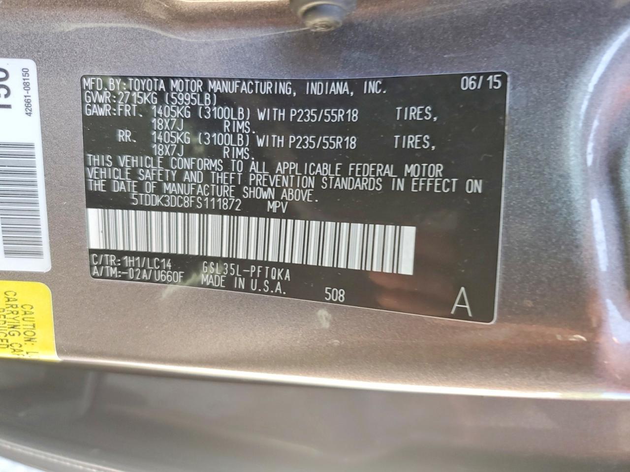 2015 TOYOTA SIENNA