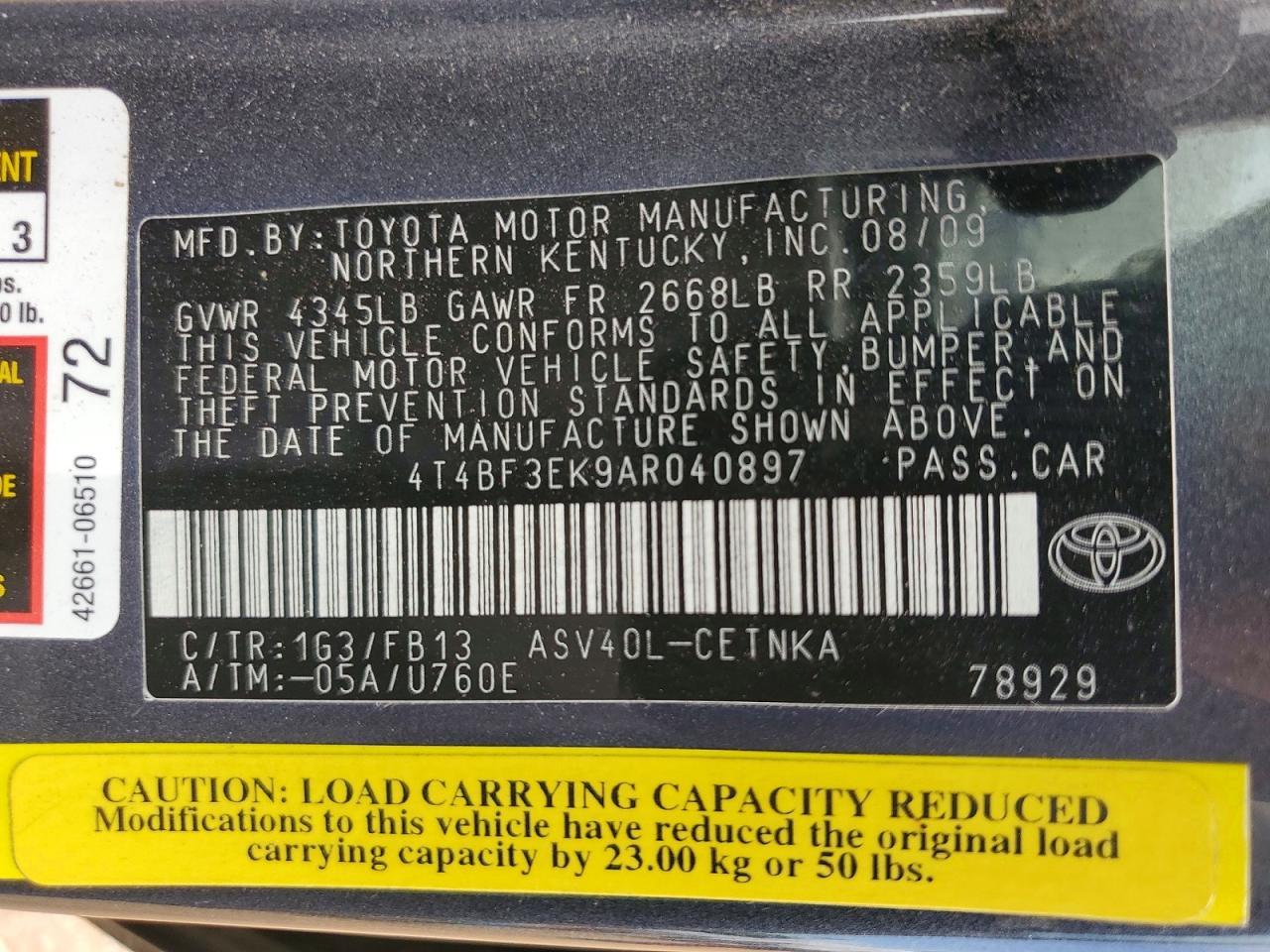 2010 TOYOTA CAMRY