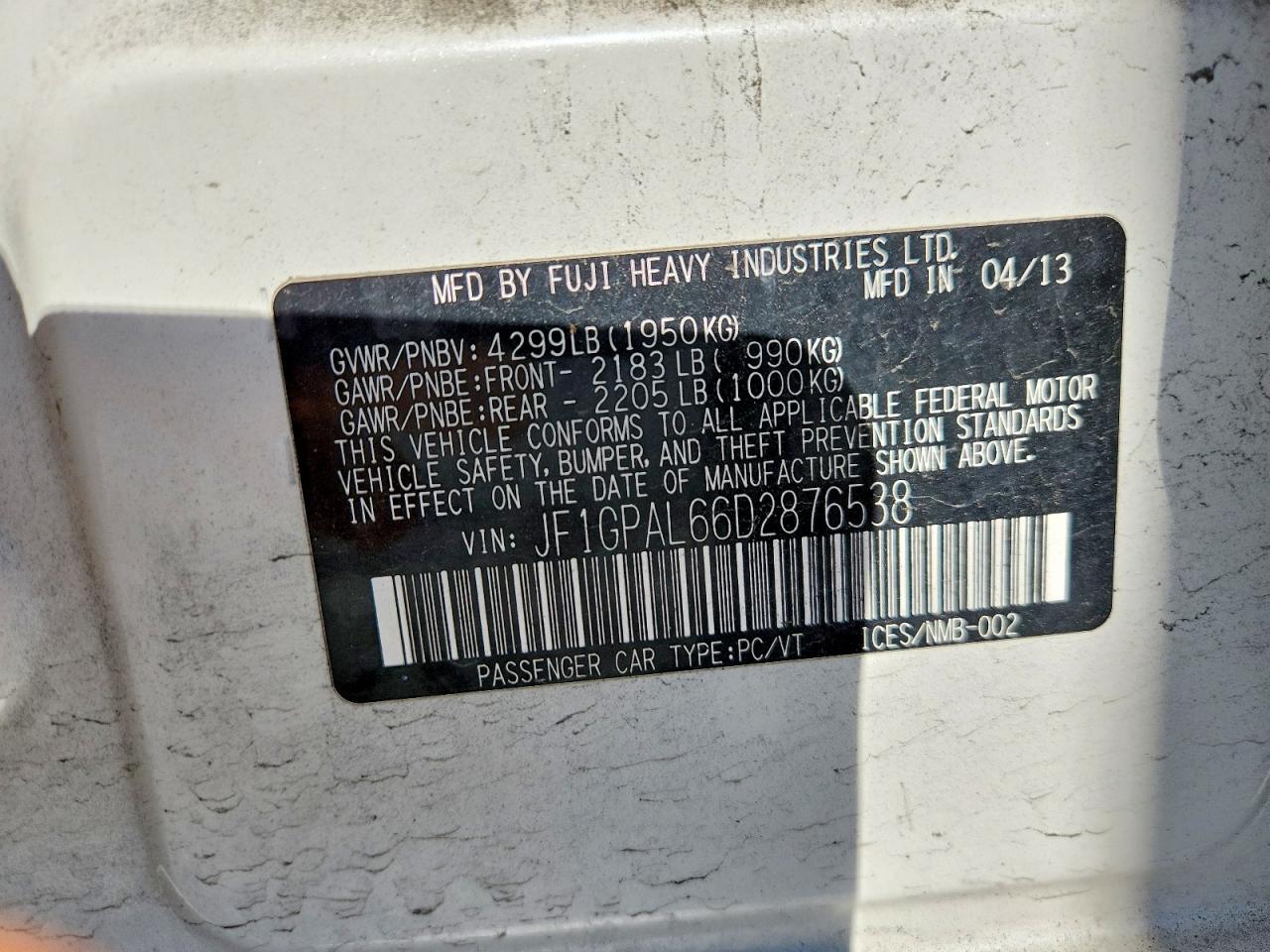 2013 SUBARU IMPREZA