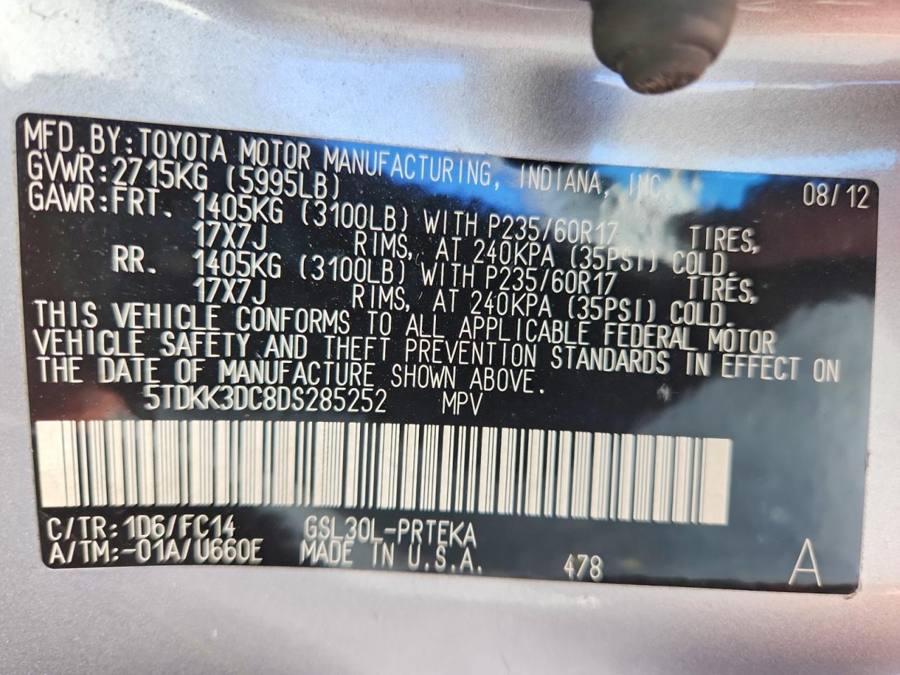 2013 TOYOTA SIENNA