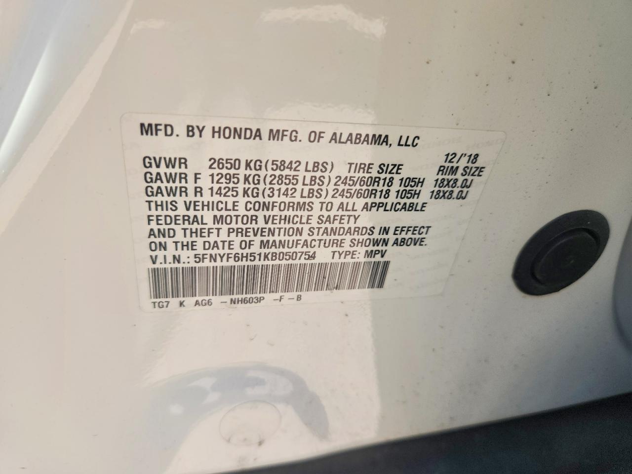 2019 HONDA PILOT