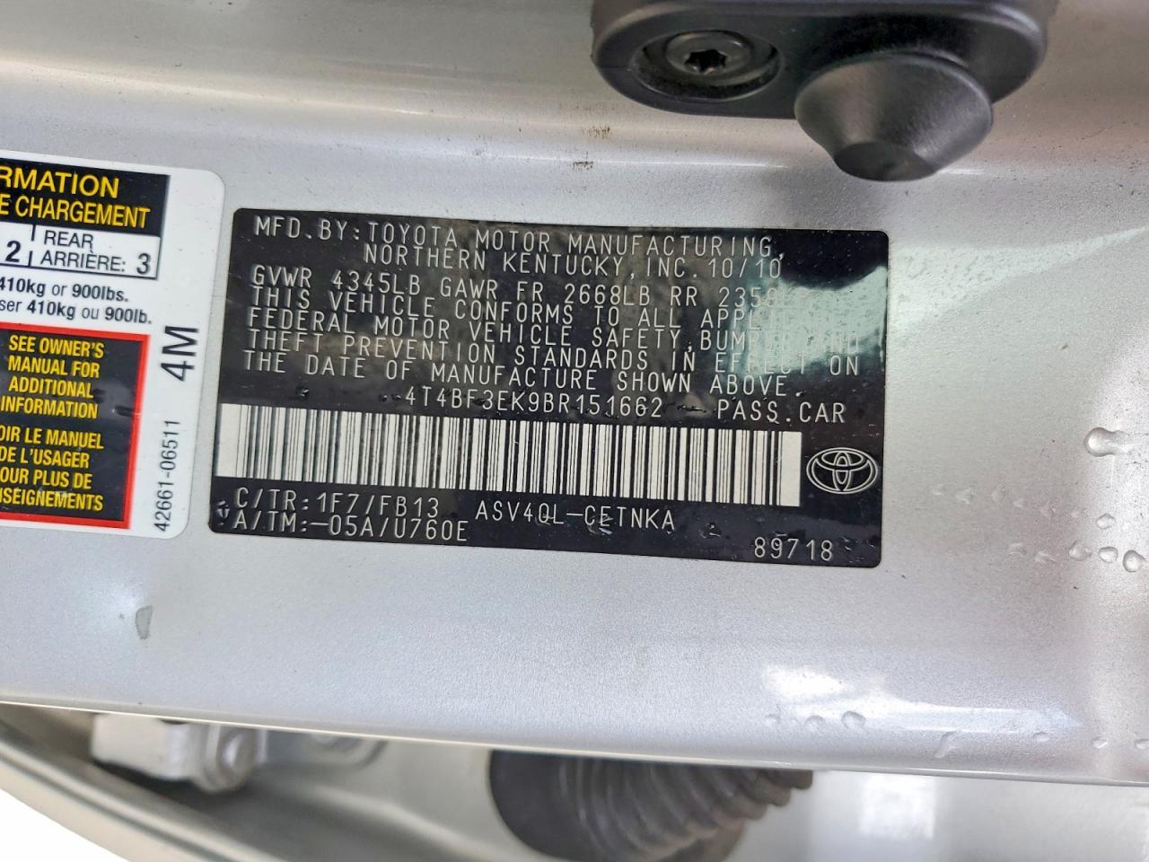 2011 TOYOTA CAMRY