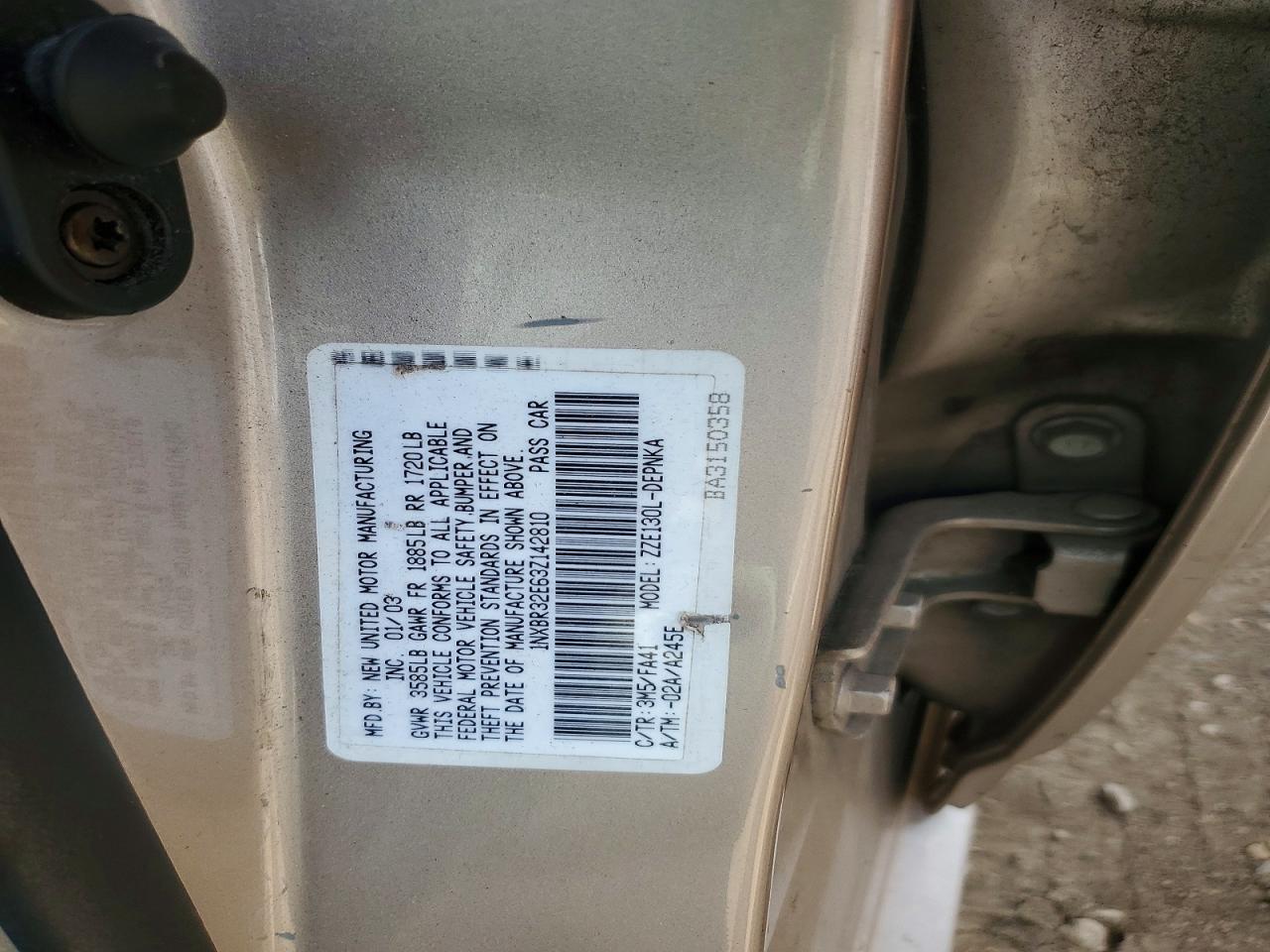 2003 TOYOTA COROLLA