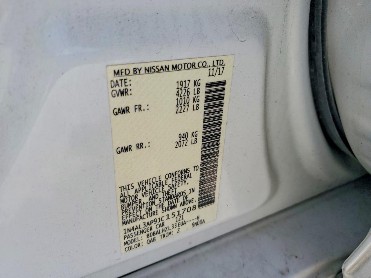 2018 NISSAN ALTIMA