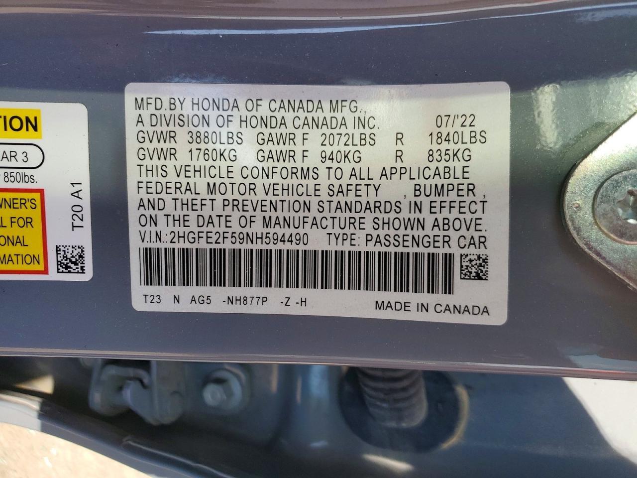 2022 HONDA CIVIC