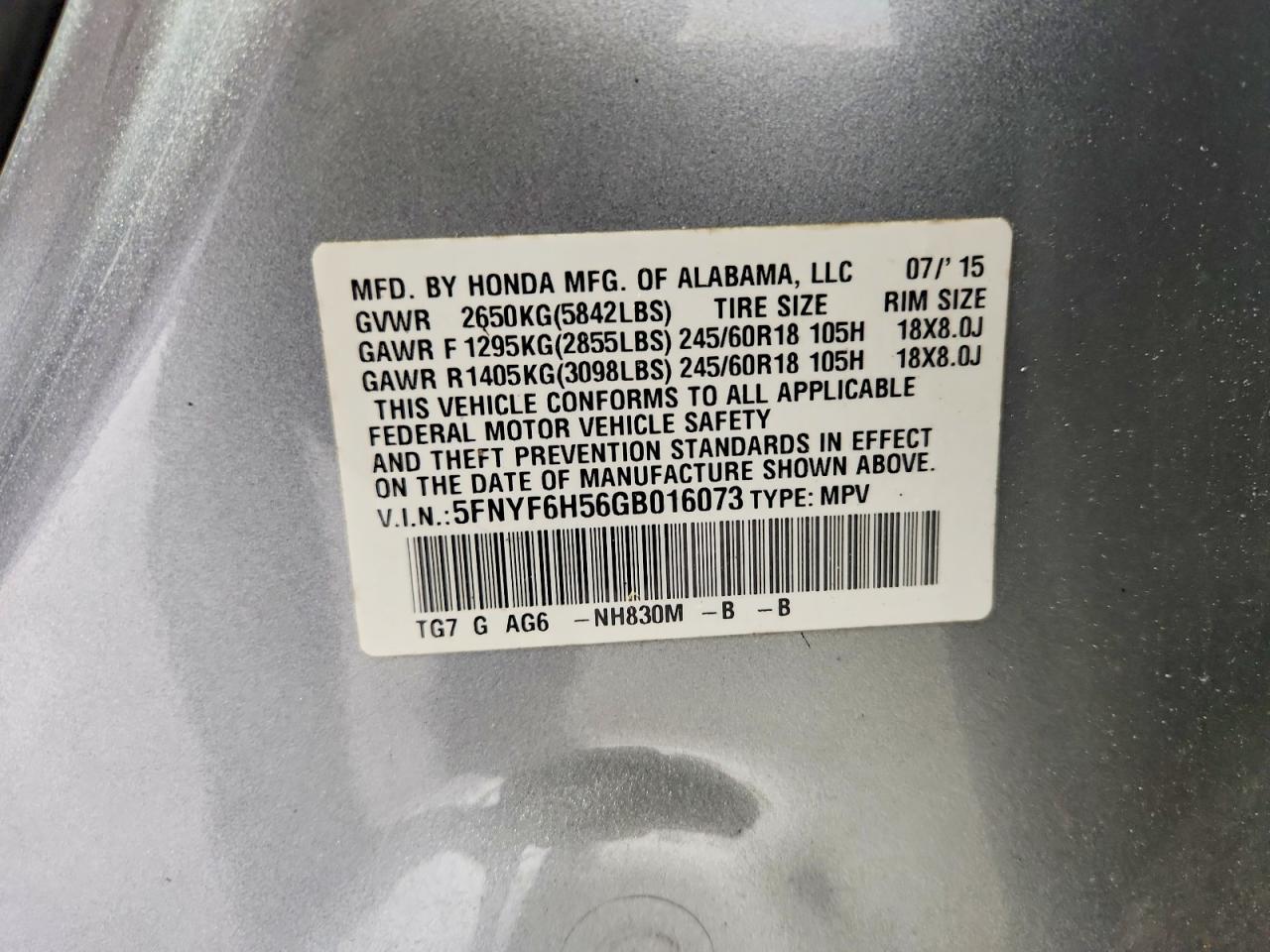 2016 HONDA PILOT