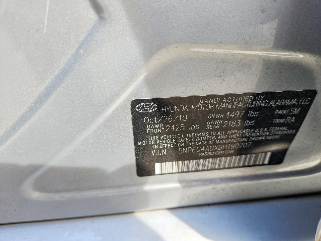 2011 HYUNDAI SONATA