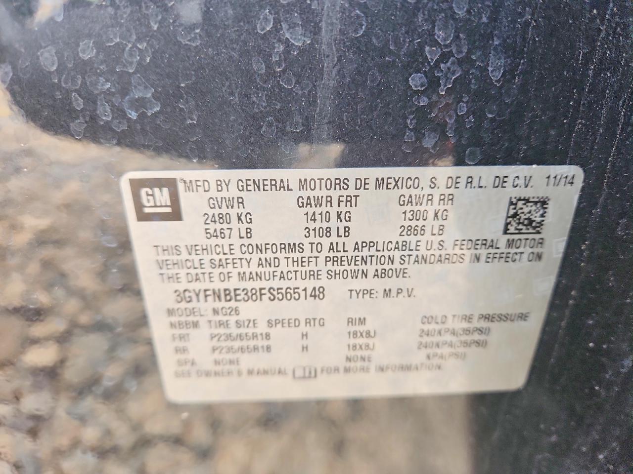2015 CADILLAC SRX