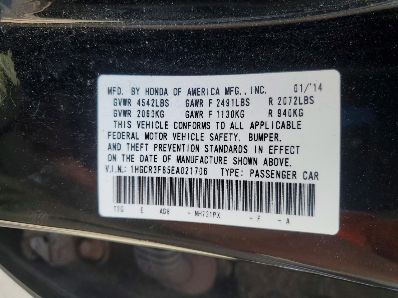 2014 HONDA ACCORD