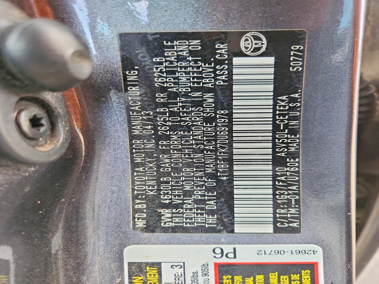 2013 TOYOTA CAMRY