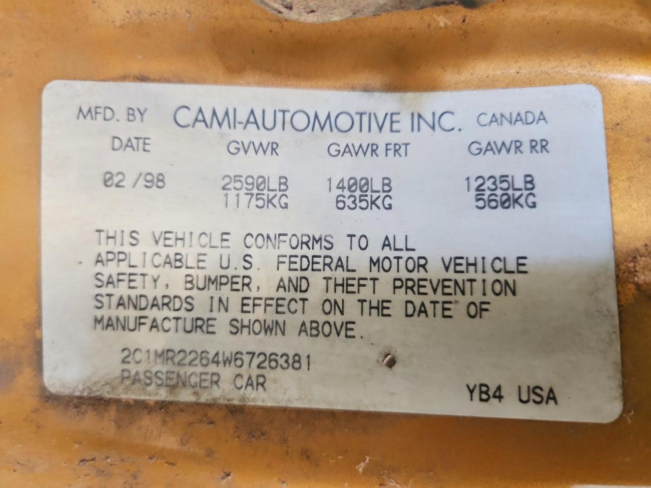 1998 CHEVROLET Metro