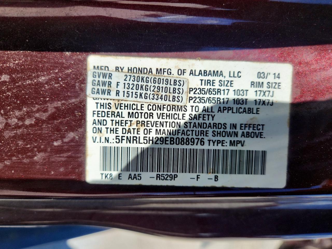 2014 HONDA ODYSSEY
