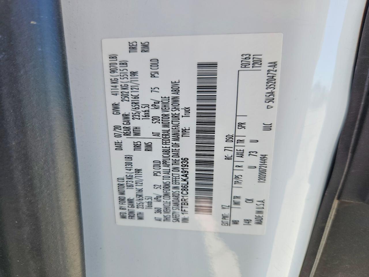 2020 FORD Transit
