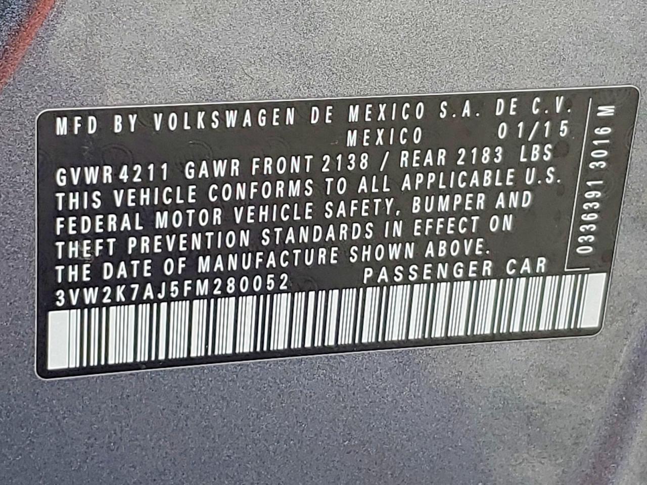 2015 VOLKSWAGEN JETTA