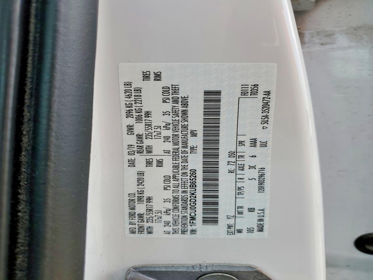 2019 FORD ESCAPE